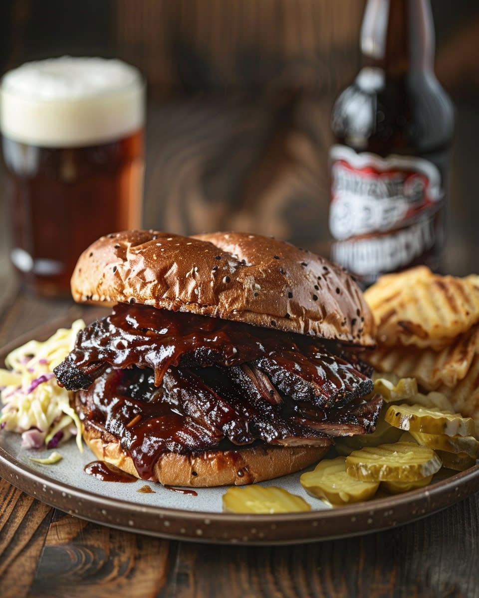 Smoked BBQ Beef Brisket Sandwich