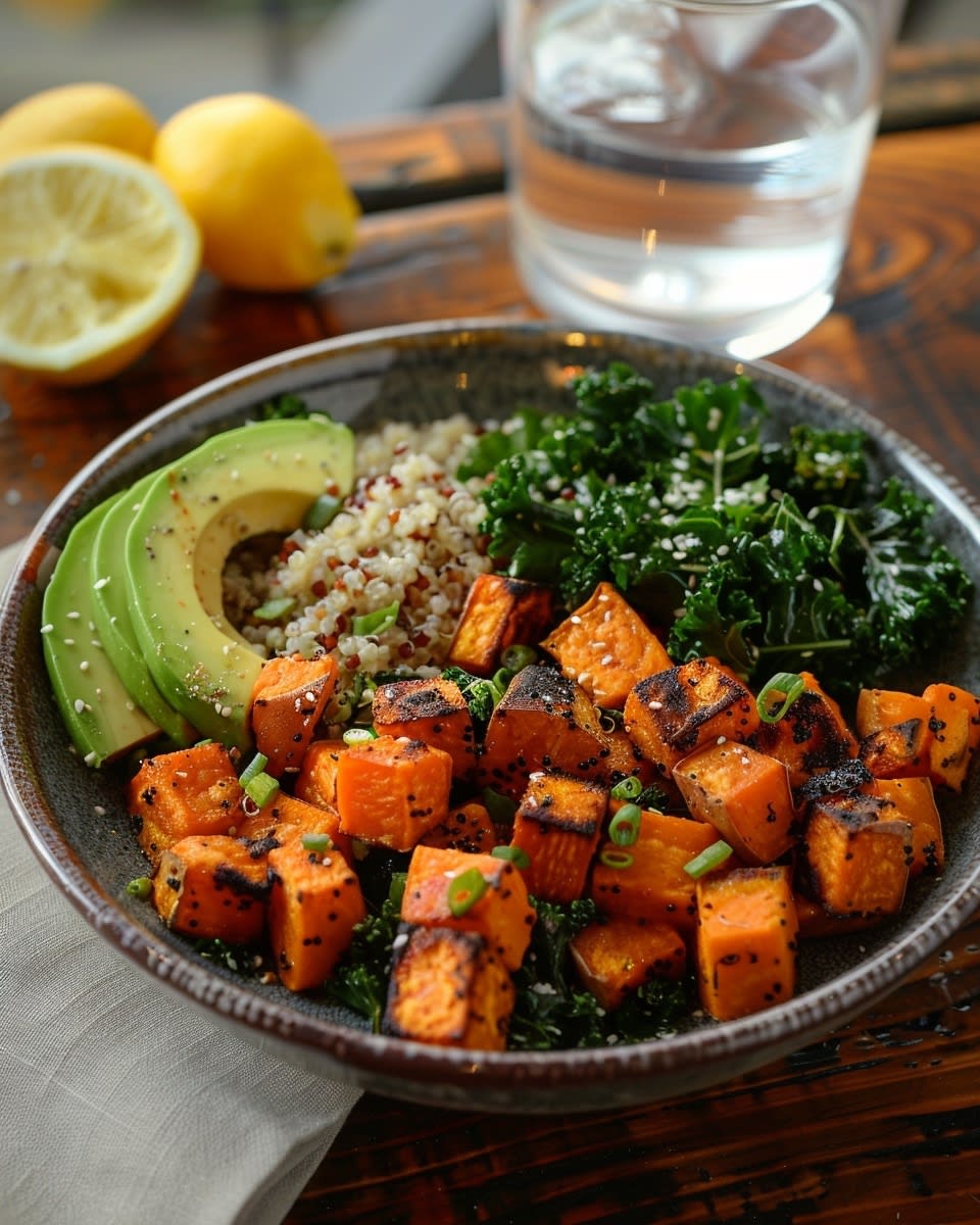 Roasted Sweet Potato Kale Bowl