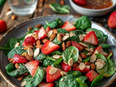 Delicious Spinach Strawberry Almond Salad: A Refreshing and Healthy Choice