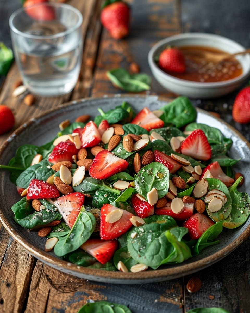 Spinach Strawberry Almond Salad