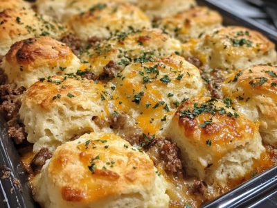 Easy Cheddar Biscuit Beef Bake Recipe