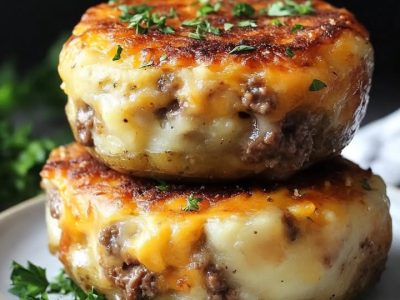 Cheesy Beef Stuffed Potato Cakes Recipe