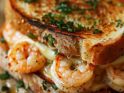 Irresistible Cheesy Garlic Bread Shrimp Grilled Cheese