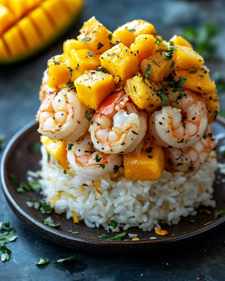Coconut Mango Shrimp Stack