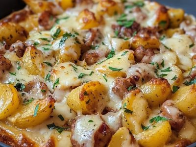 Creamy Cheesy Sausage & Potato Bake