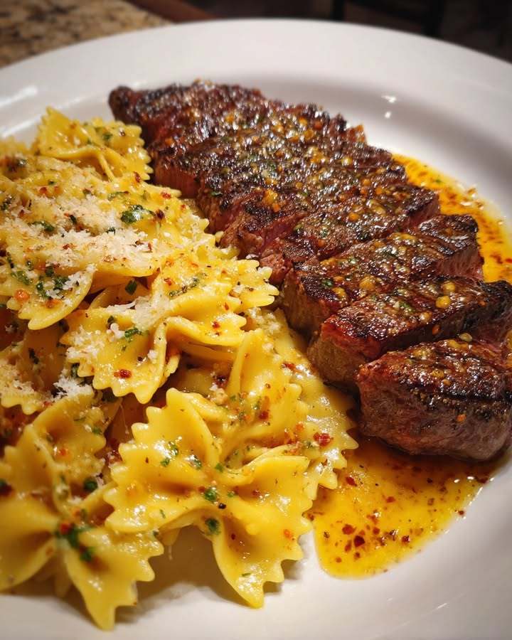 Garlic Butter Steak Pasta