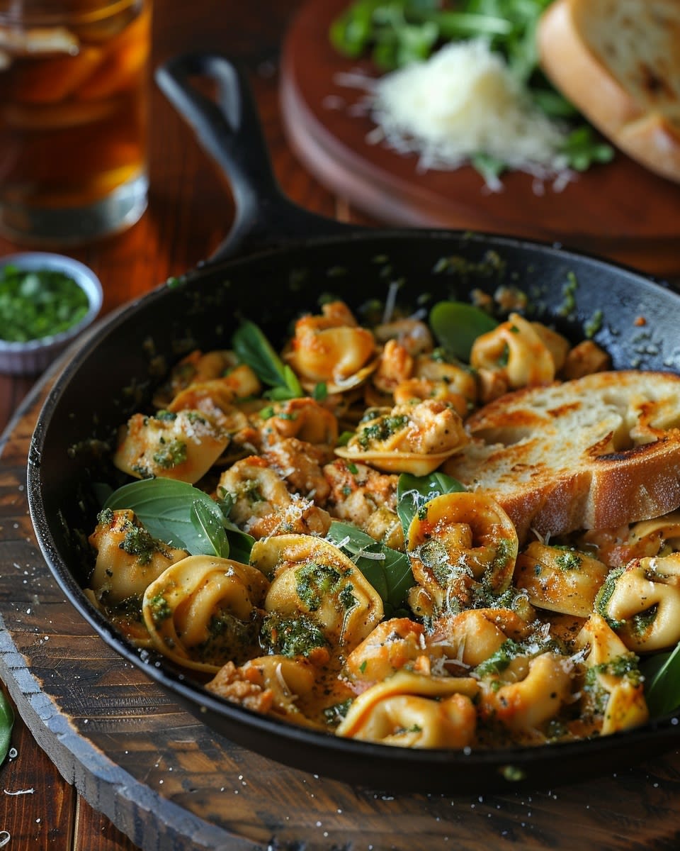 Pesto Chicken Tortellini Skillet