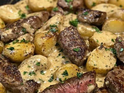 Cajun Steak Skillet Creamy Alfredo Dinner Recipe