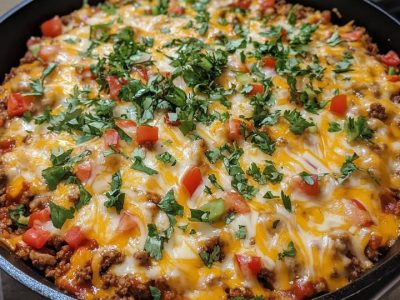 Cheesy Ground Beef Enchilada Skillet Recipe