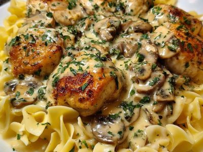Creamy Chicken Noodles Recipe with Mushroom Sauce