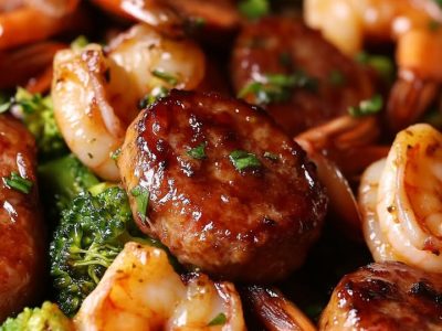 Honey Garlic Shrimp and Sausage Recipe with Broccoli
