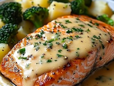 Lemon Butter Salmon with Roasted Veggies Recipe
