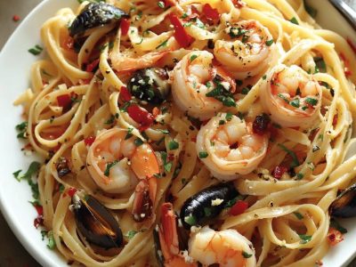 Seafood Linguine Delight: A Flavorful Mediterranean Pasta Dish