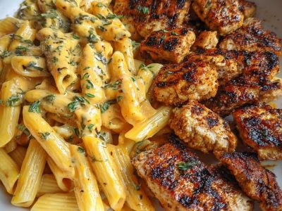 Creamy Cajun Garlic Chicken Penne with 3 Cheeses