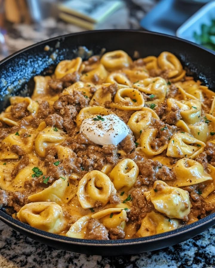 Creamy Beef Tortellini Stroganoff