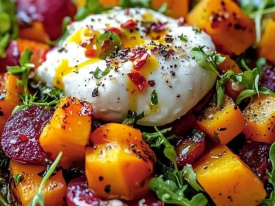 Roasted Beetroot Carrot Salad with Burrata: A Colorful and Creamy Delight