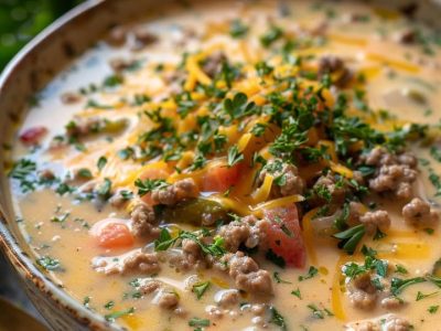 Creamy Crock Pot Cheeseburger Soup: Easy & Delicious